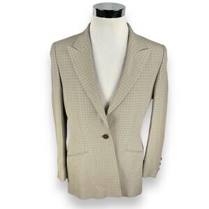 Escada Blazer Jacket Women's 38 Light Beige Single Breasted Notch Lapel Pockets